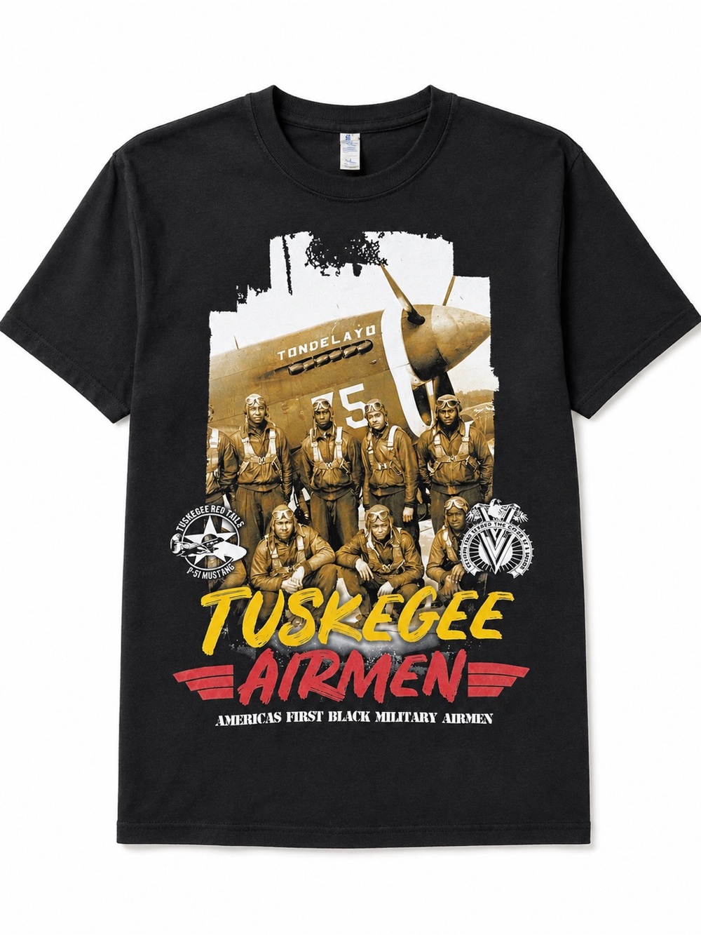 Tuskegee Airmen Graphic Tee - Black with Yellow & Red Print